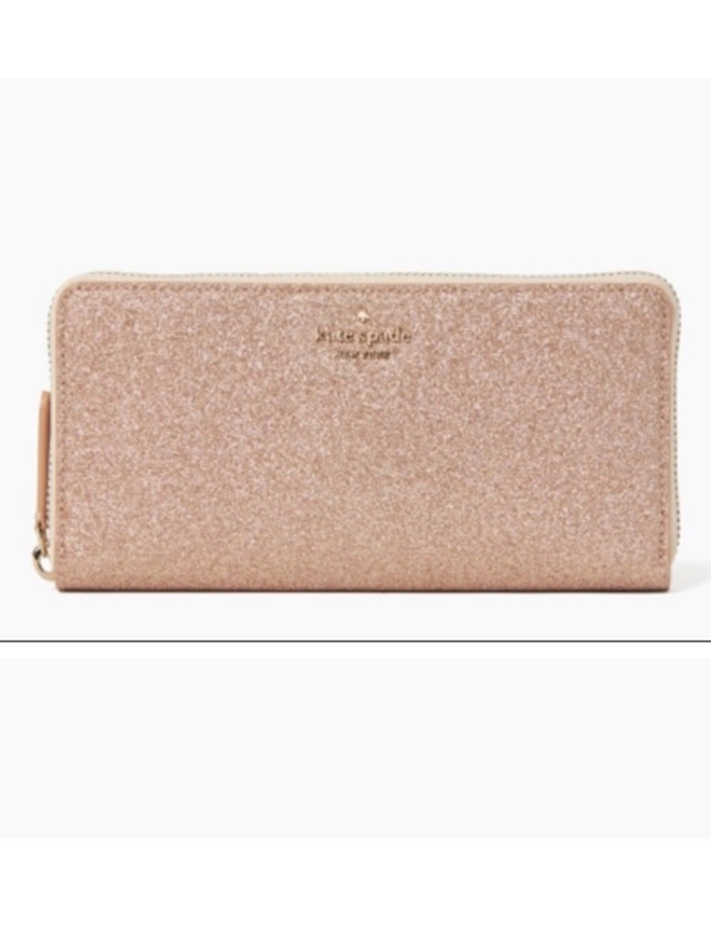 Kate Spade Joeley Rose Gold Glitter Continental Zip Around Wallet Large